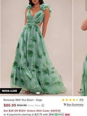 Fashion Nova Sage Green Floral Maxi Gown